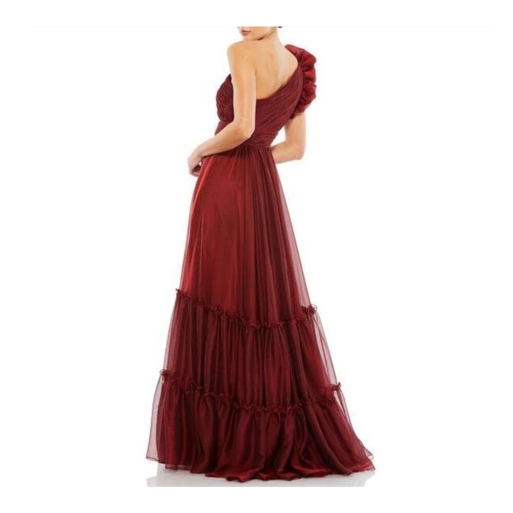 Mac Duggal 67878 Wine Red Formal One Shoulder Dress Organza Gown 16 Burgundy - Picture 8 of 12